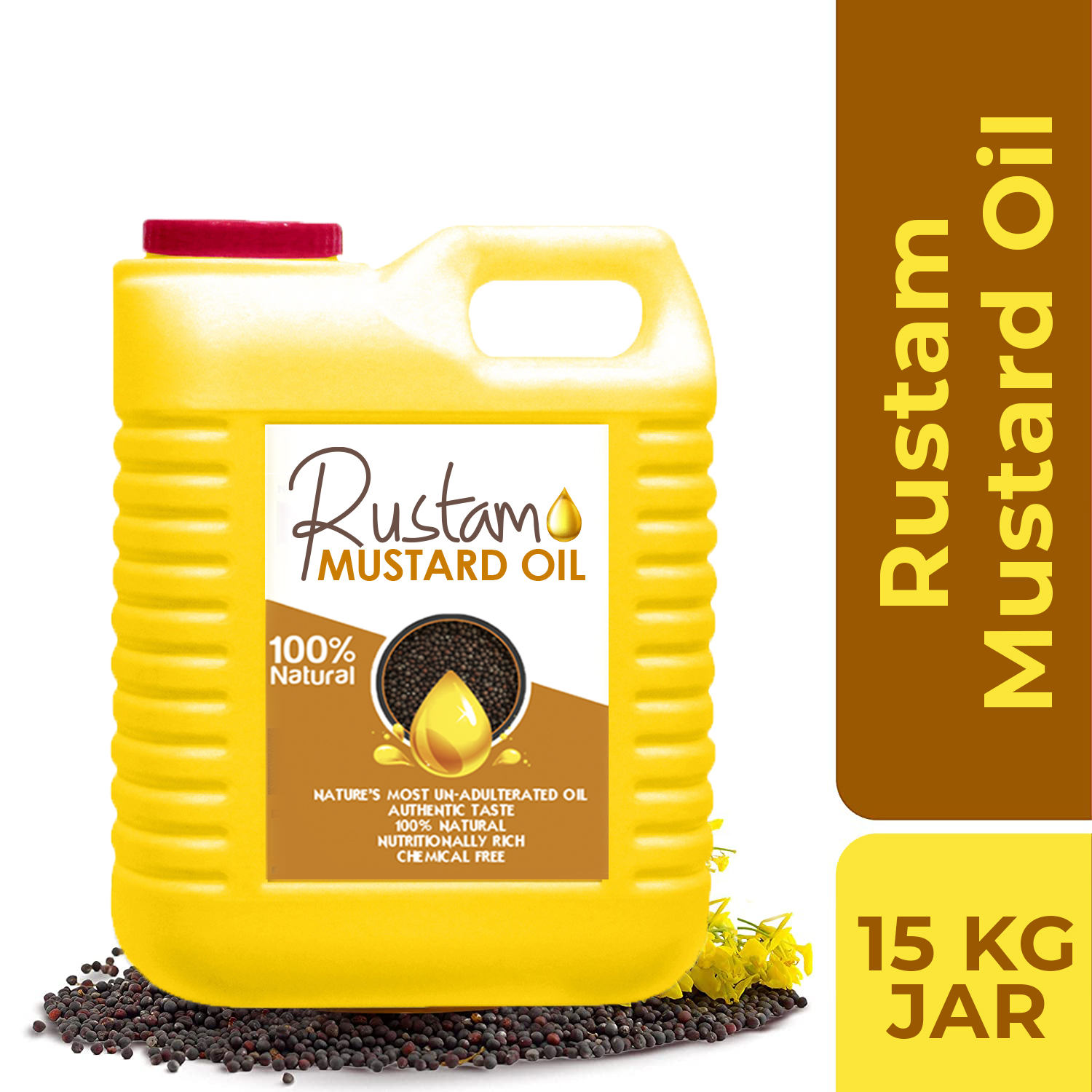 Shaukat Mustard Oil – 15 KG Jar (Tapka) | Cold-Pressed Sarson Ka Tel for Bulk Use